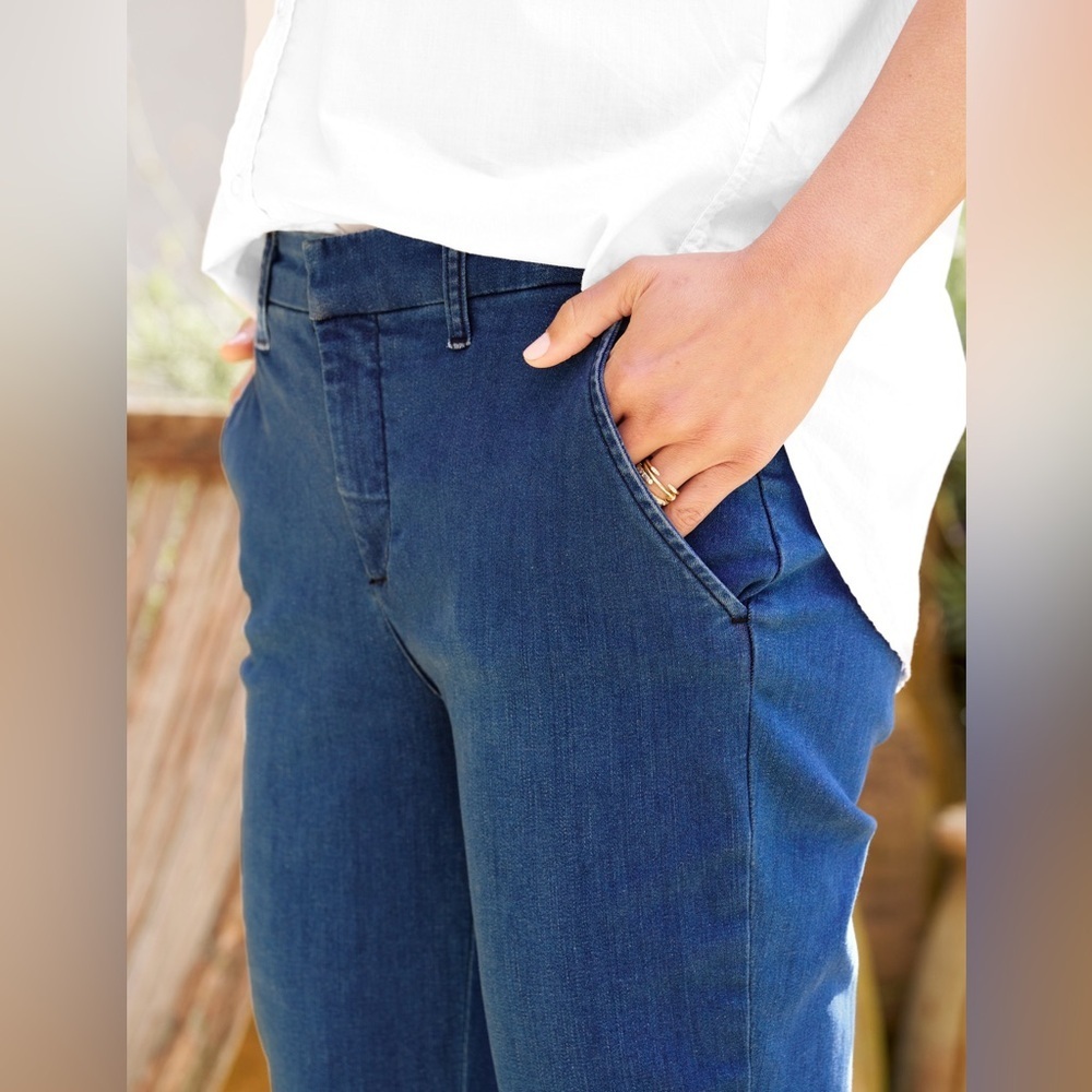 Frank & Eileen Wicklow The Italian Chino Blue Denim Size 8 Made USA - Picture 3 of 11